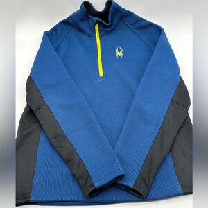 SPYDER MEN'S OUTBOUND 1/4 ZIP SWEATER Jacket BLUE/Black LARGE